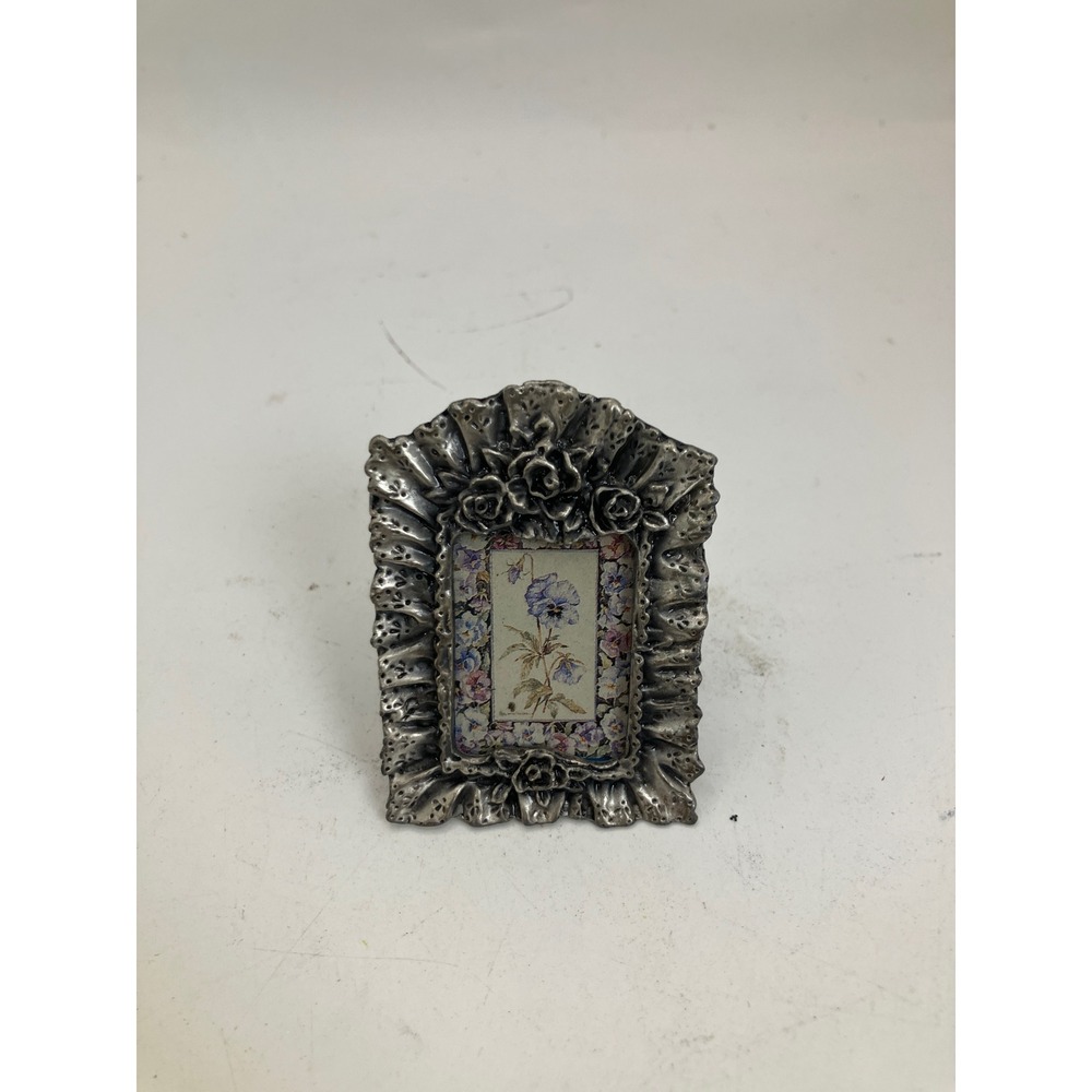 Vintage Floral‎ Miniature Metal Photo Picture Frame Floral Home Decor